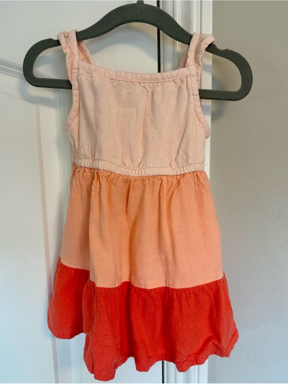 Girls Colorblock Sleeveless Tiered Dress - Peach & Coral